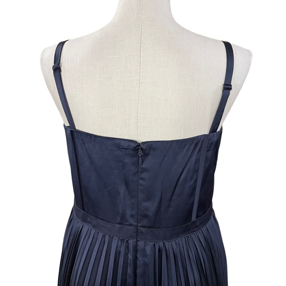 City Chic Plus Size 16W Ahana Corset Dress Navy Blue Satin Midi Cocktail Holiday - Picture 5 of 13